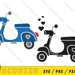 Scooter SVG | Moped PNG | Motorcycle Clipart | Retro Vintage Motor | Vector | Cartoon Logo | Cut Files | SVG Files | Svg Files for Cricut