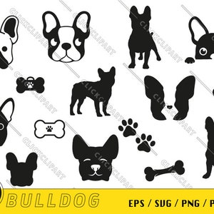 Französische Bulldogge SVG | Hund Silhouette SVG | Hund Png | Bulldogge-Clipart | Süße Tiere | Tierfreund | Cartoon-Logo