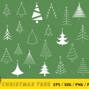 Arbres de Noël SVG | Sapin de Noël PNG | Clipart Joyeux Noël | Téléchargement instantané | Couper des fichiers | Dessin au trait
