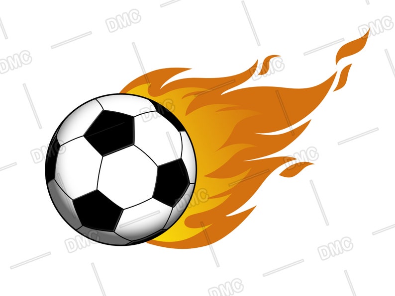 Burning Soccer Ball Clipart Flames Kick Ball Clipart Logo Etsy