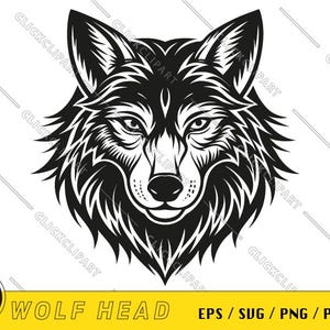 Testa di lupo SVG | Lupo PNG | Clipart di lupo | Animale selvatico Svg | Silhouette Svg | Logo dei cartoni animati | Taglia file | File SVG