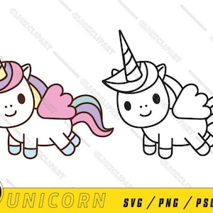 Nettes Einhorn | Einhorn PNG | Einhorn-Clipart | Tierreich SVG | SVG-Bundle | Dateien ausschneiden | Strichzeichnungen | Cartoon-Logo