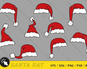Santa Hat SVG Bundle | Christmas Clipart, Cut Files (Digital Download)