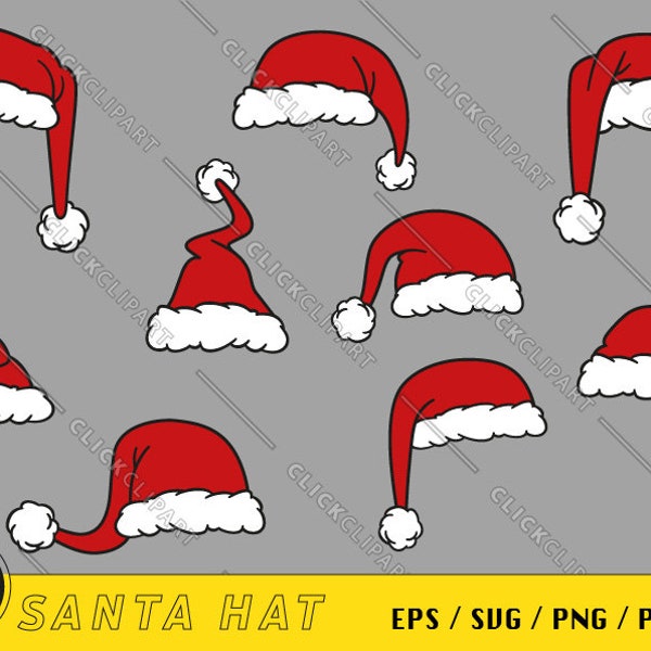 Santa Hat SVG | Christmas Hat Clipart | Merry Christmas PNG | Santa Claus | Digital Download | Cut Files | Svg Bundle | Svg Files for Cricut