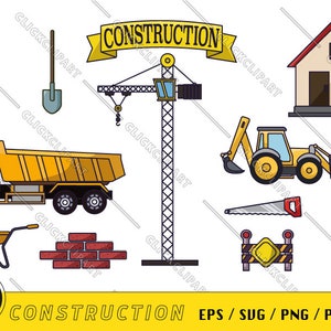 Construction SVG | Excavatrice EPS | Camions PNG | Clipart Construction | Cricut | Dessin au trait | Ensemble Svg | Couper le fichier
