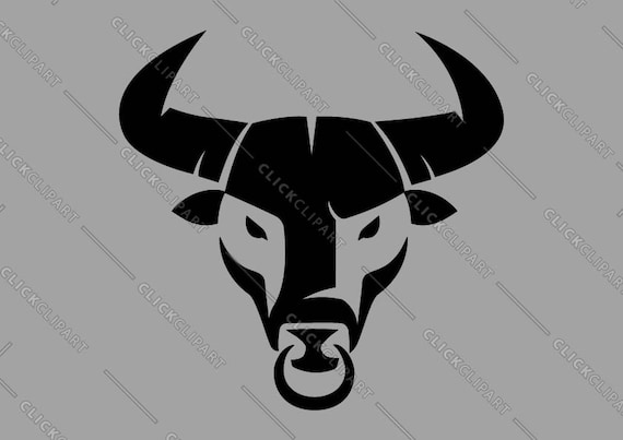 Template monogram. Vintage logo with bulls. Motto. Raw. Vector