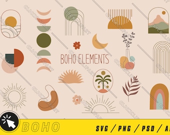 Clipart Boho | Elementi Boho | Boho SVG | Boho PNG | Forme Boho | Stile boho | Pacchetto SVG | Grafica Boho | Riassunto