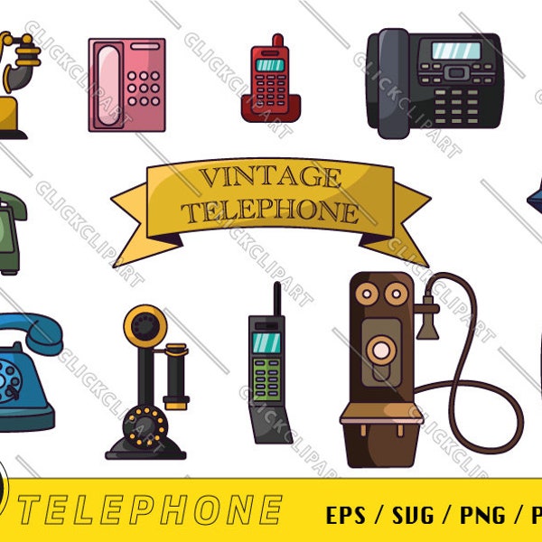 Retro Telephone SVG | Phone Clipart | Vintage Phone PNG | Vector Art Design | Line Art | Silhouette Bundle | Cut File | Svg Files for Cricut