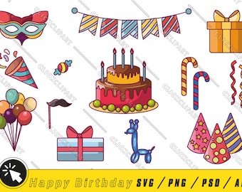 Happy Birthday Clipart | Party SVG Bundle (Digital Download)