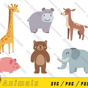 Safari-Tiere Svg | Süße Svg | Safari-Svg | Safari-Clipart | Holztiere SVG | Nettes Tier | Gekritzel-SVG-Bundle | SVG-Dateien für Cricut