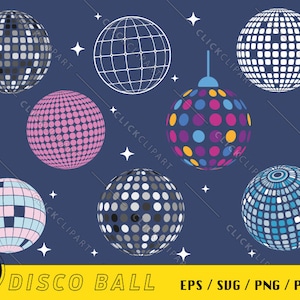 Disco Ball Svg | Party Svg | Dance Svg | Disco Ball PNG | Disco Clipart | Silhouette Bundle | Line Art | Cut Files | Svg Files for Cricut