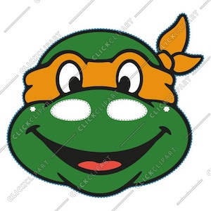Ninja Turtle Orange, Birthday Party, Digital Paper Face Mask, SVG, files for cricut