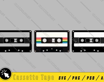 Cassette Tape SVG | Cassette Tape | Cassette Tapes | Vintage Retro SVG | Silhouette | Clipart | Instant Download | Svg Files for Cricut