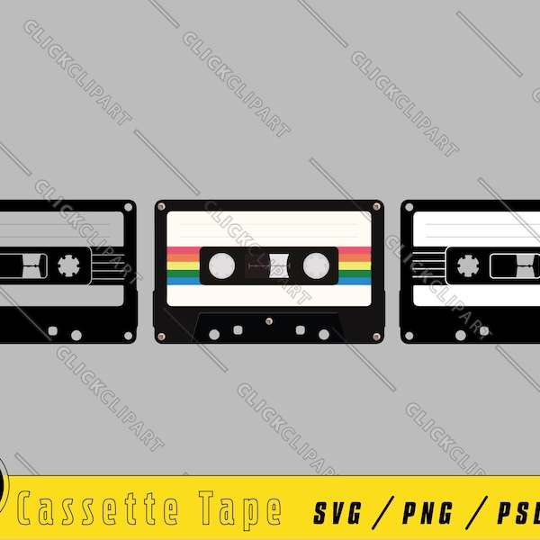 Cassette Tape SVG | Cassette Tape | Cassette Tapes | Vintage Retro SVG | Silhouette | Clipart | Instant Download | Svg Files for Cricut