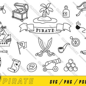 Pirates SVG | Pirate Ship PNG | Pirate Hat Clipart | Pirate Flag | Anchor Svg | Doodle Svg | Svg Bundle | Svg file | Svg Files for Cricut