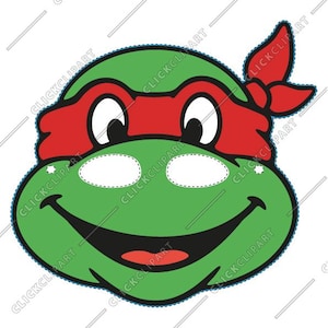 May include: A green mask with a red headband and eye covering, resembling a cartoon character. The mask has white eye cutouts and a smiling mouth. Text at the top reads "for 5-6 year olds."