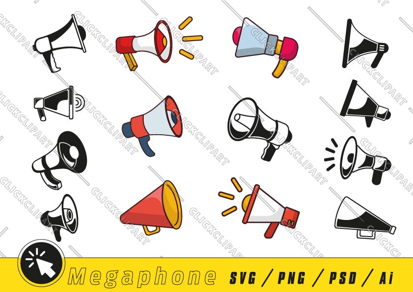 Megaphone SVG Cheer PNG Cheer Megaphone Clipart Silhouette Svg Bundle ...