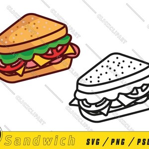 Sandwich SVG | Burger SVG | Lunch SVG | Food Svg | Sandwich Png | Sandwich Clipart | Food Png | Cut Files | Line Art | Svg Files for Cricut