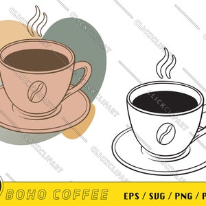 Filiżanka kawy SVG | Filiżanka herbaty PNG | Kawa Clipart | Kubek Kawy | Sylwetka Svg | Wytnij pliki | Grafika liniowa | Logo | Pliki SVG