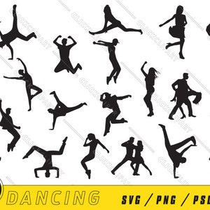 Danse | Danseur | Silhouette SVG | Ensemble SVG | Fichiers SVG | Couper des fichiers | Clipart | Clipart | Designs de T-shirts | logo