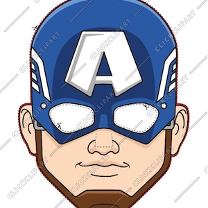 Capitan America, festa di compleanno, maschera facciale in carta digitale, SVG, file per cricut