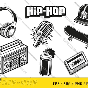 Hip-Hop-SVG | Rap-Svg | 80er Svg | Alte Schule | Schattenbild | SVG-Bundle | ClipArt | ClipArts | Cricut-Svg | SVG-Dateien