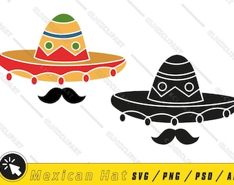 Mexican SVG | Cinco de Mayo SVG | Hat Png | Mustache | Mexico | Sombrero | SVG Files | Clipart | Cartoon Logo Design | Svg Files for Cricut