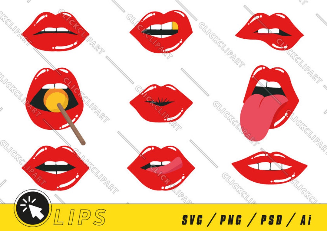 Usta Clipart Usta SVG Usta PNG Gryzące usta SVG Usta - Etsy Polska