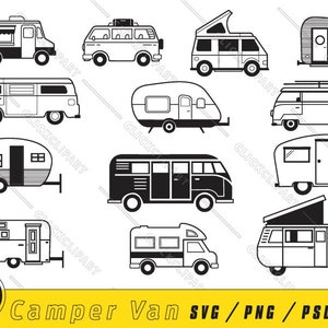 Wohnmobil SVG | Wohnmobil SVG | Lieferwagen Svg | SVG-Bundle | Lager | Campingplatz | Wohnwagen | Silhouette-Svg | Strichzeichnungen