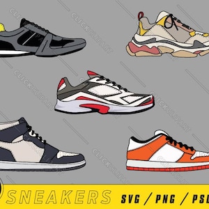 Sneaker SVG | Sneaker PNG | Sneaker-Clipart | Schuhe Svg | Sport | Digitaler Download | Strichzeichnungen | Datei ausschneiden | SVG-Bundle