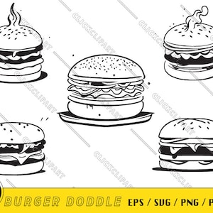 Burger SVG | Hamburger Doodles | SVG-Dateien | Line Art | Niedliche Food-Svg | Geschnittene Dateien | Clip Art | Clipart | Logo Designs | SVG-Dateien für Cricut