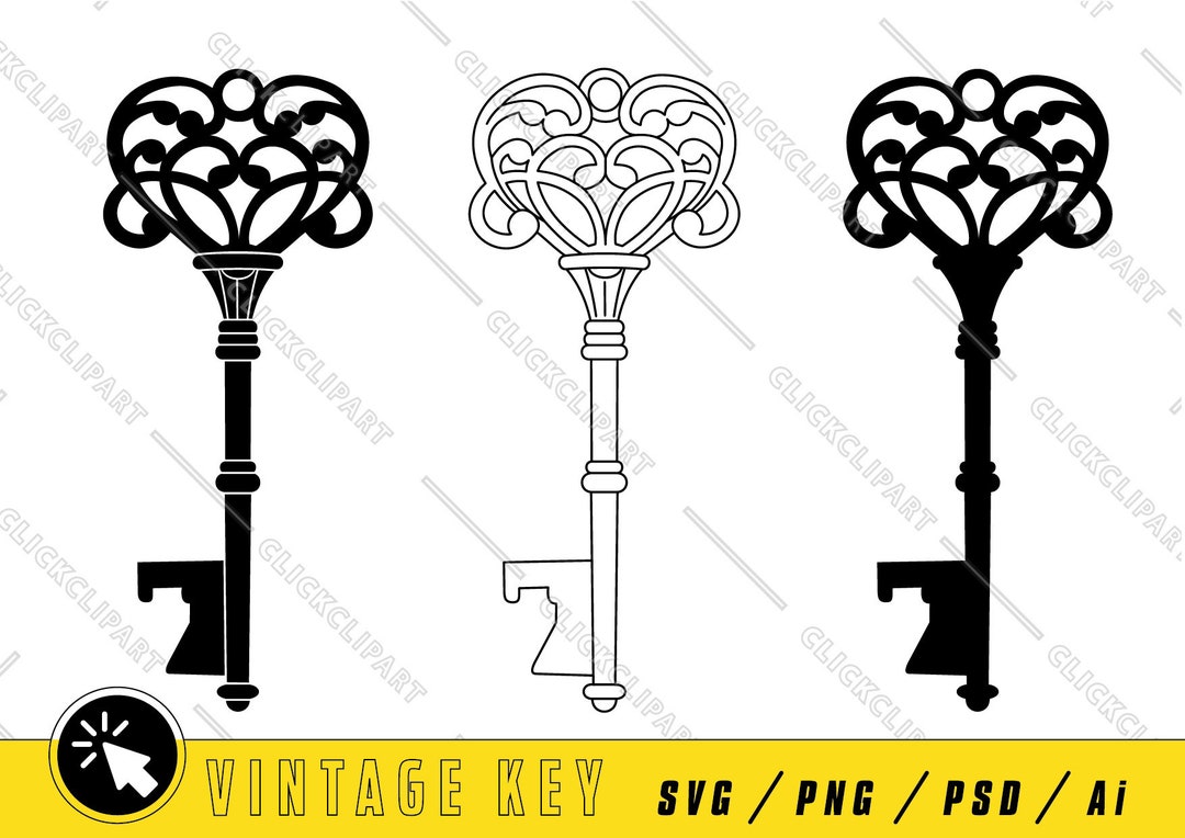 Key SVG Key PNG Key Clipart Vintage Keys Antique Key Vector Files ...