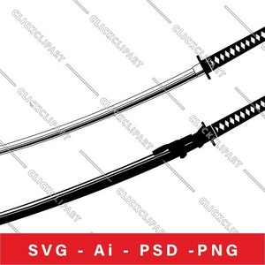Samurai-Schwert SVG | Ninja-Schwert-Clipart | Katana Png | Japanisches Schwert | Waffen | Kampfsport | Logo | Tattoo-Design