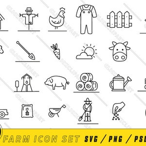 SVG de animales de granja | Animales de Granja | Granja PNG | Imágenes Prediseñadas de Granja | Conjunto de iconos | Iconos lindos