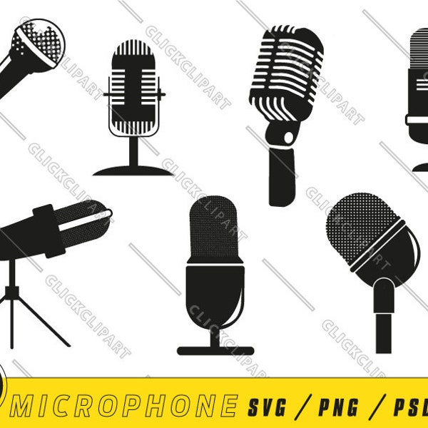 Microphone SVG | Microphone PNG | Microphone Clipart | Vintage | Silhouette Svg | Svg Bundle | Music Svg | Cut Files | Svg Files for Cricut