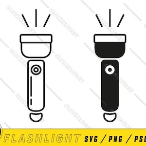 Flashlight SVG | Flashlight PNG | Flashlight Clipart | Doodle Svg | Cut Files | Line Art | Flashlight Silhouette | Svg Files for Cricut