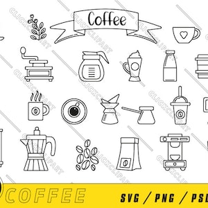 Coffee SVG | Coffee Clipart | Coffee Cup | Mug | Cut Files | Line Art | Instagram Highlights | Doodle Svg | Svg Files | Svg Files for Cricut