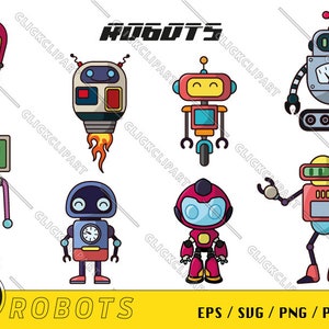 Clipart del robot | Robot SVG | SVG retrò | Giocattoli d'epoca | Linea arte | File SVG | Taglia file | ClipArt | Disegni della maglietta