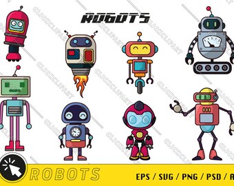 Retro Robot Clipart | Vintage Toy SVG Cut Files