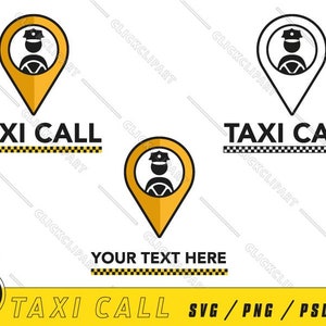 Taxi Call Logo SVG Vector | Taxi Driver Emblem | Custom Text | Taxi Car Icon | Clipart Files | Clip Art files for Cricut