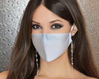 Masque facial en chaîne/dentelle/Masque facial en satin/Collier pour masque facial avec sangle/cordon porte-masque/Masque facial de créateur/Masque facial sexy/Cadeau pour elle