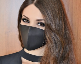 Leather Face Mask/PU Leather Face Mask /Designer Face Mask/Sexy Face Mask/Unique Face Mask/Fashion Face Mask/Reusable Face Mask/Gift For Her
