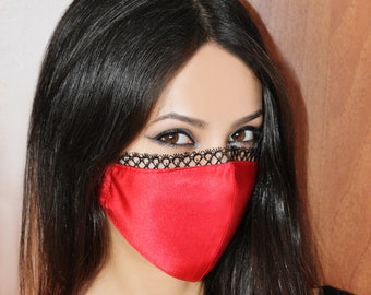 Designer Face Mask/Satin Lace Face Mask/Sexy Face Mask/Wedding Face Mask /Luxury Face Mask/Fashion Face Mask/Reusable Face Mask/Classy Mask