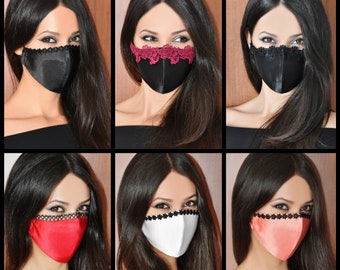 Masque facial en satin de dentelle/Masque facial sexy/Masque facial de créateur/Masque facial de mariage/Masque facial de luxe/Masque facial à la mode/Masque facial réutilisable/Masque unique
