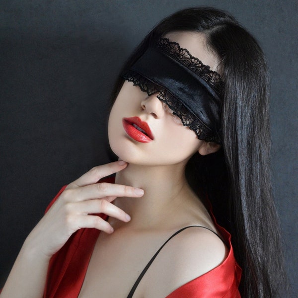 Satin Eye Mask/ BDSM Blindfold/ Sexy Face Mask/ Masquerade Mask/Fetish Gift/Erotic Mask/Dominant/Mystery Mask/Boudoir Accessory/Bondage Mask