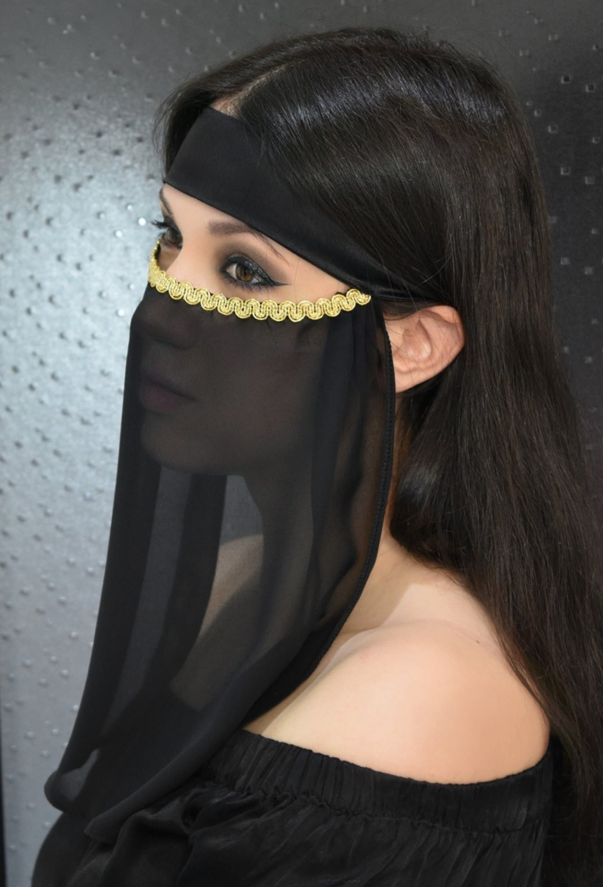 Sexy Full Face Mask/ Sheer Face Veil/belly Dancer Mask/chiffon