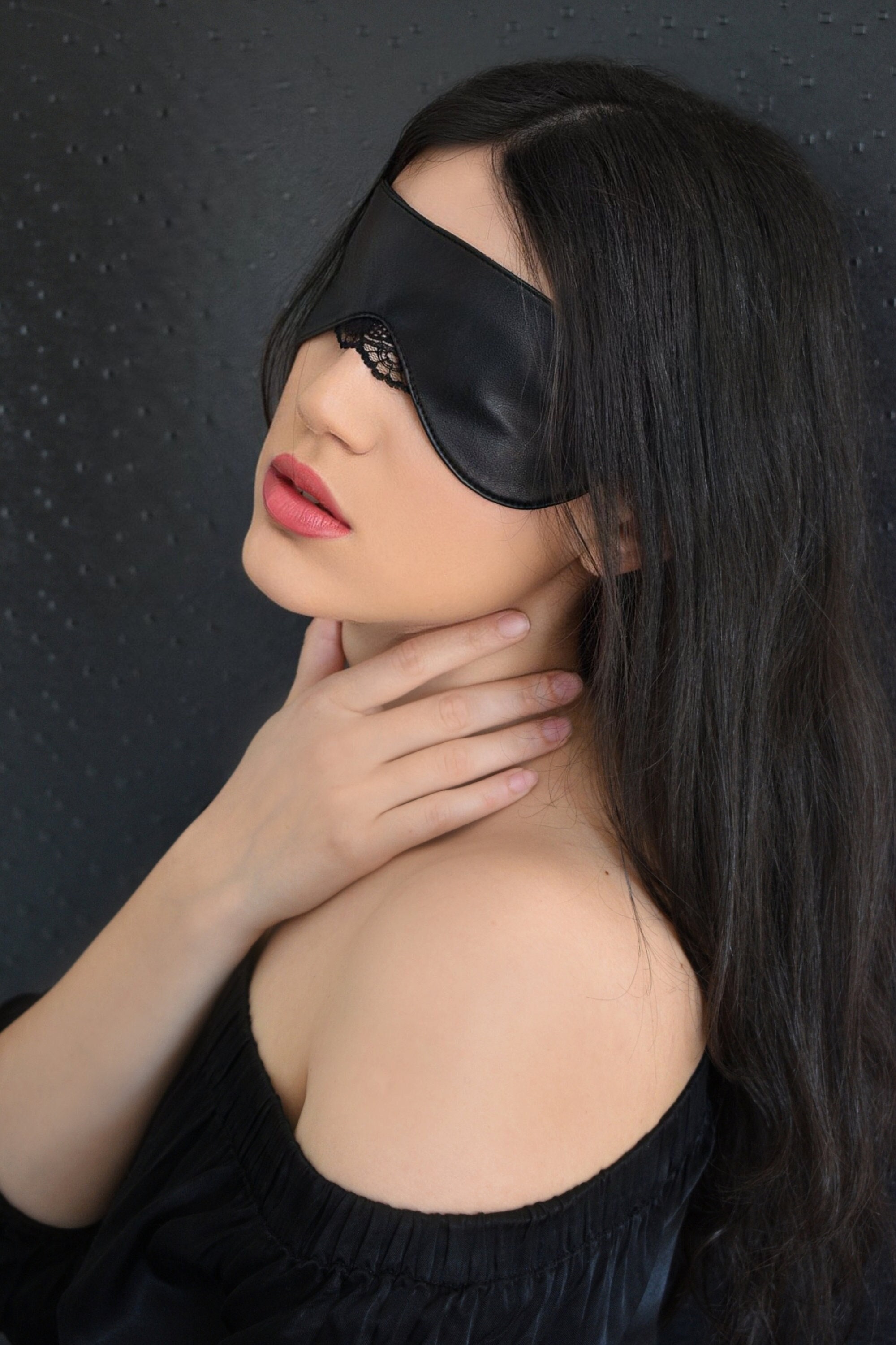 Rouge Leather Open Eye Blindfold Mask Choice of Colour