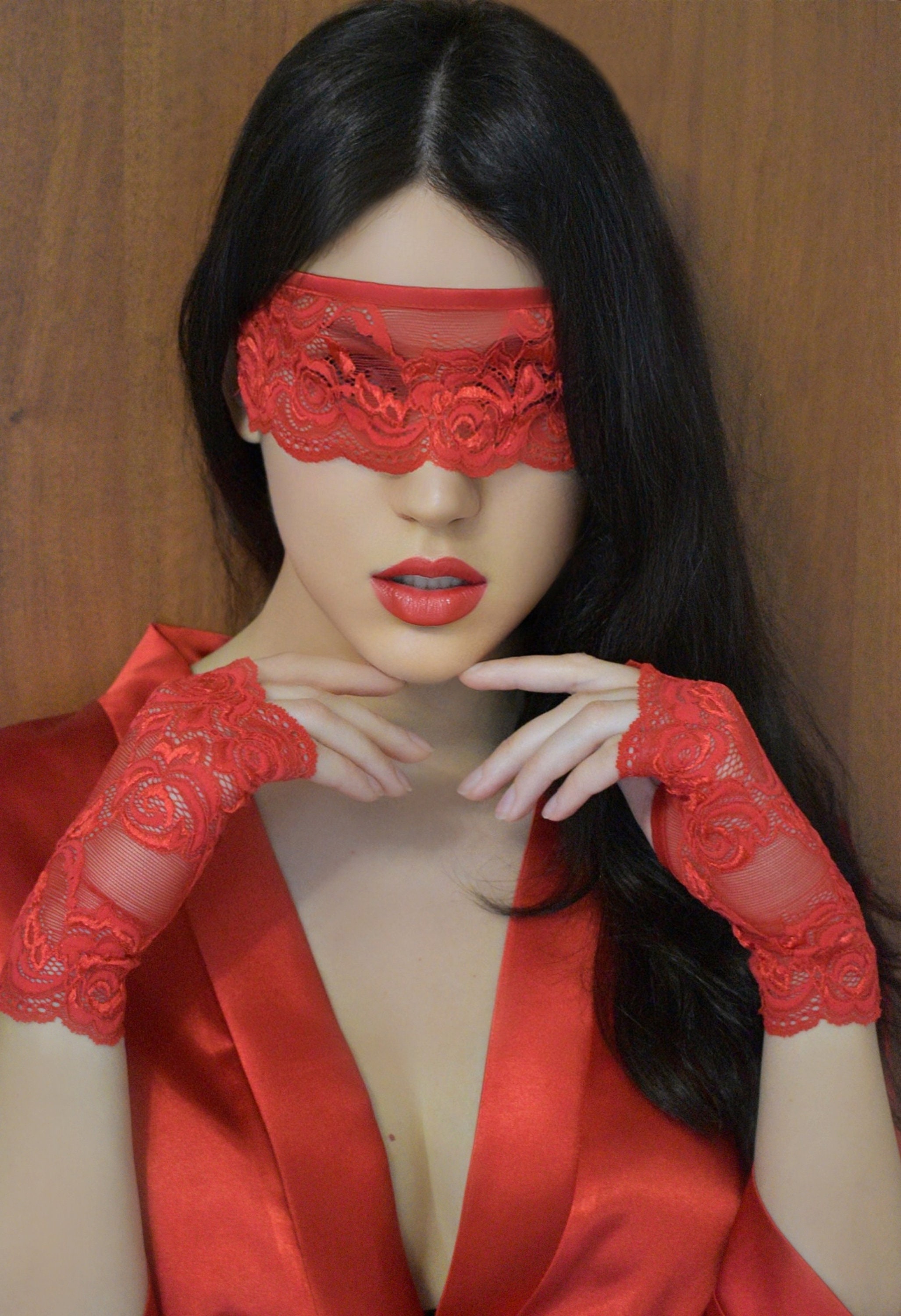 Lace Blindfold Mask in Burgundy/ Sexy Eye Mask/ Kinky/ 