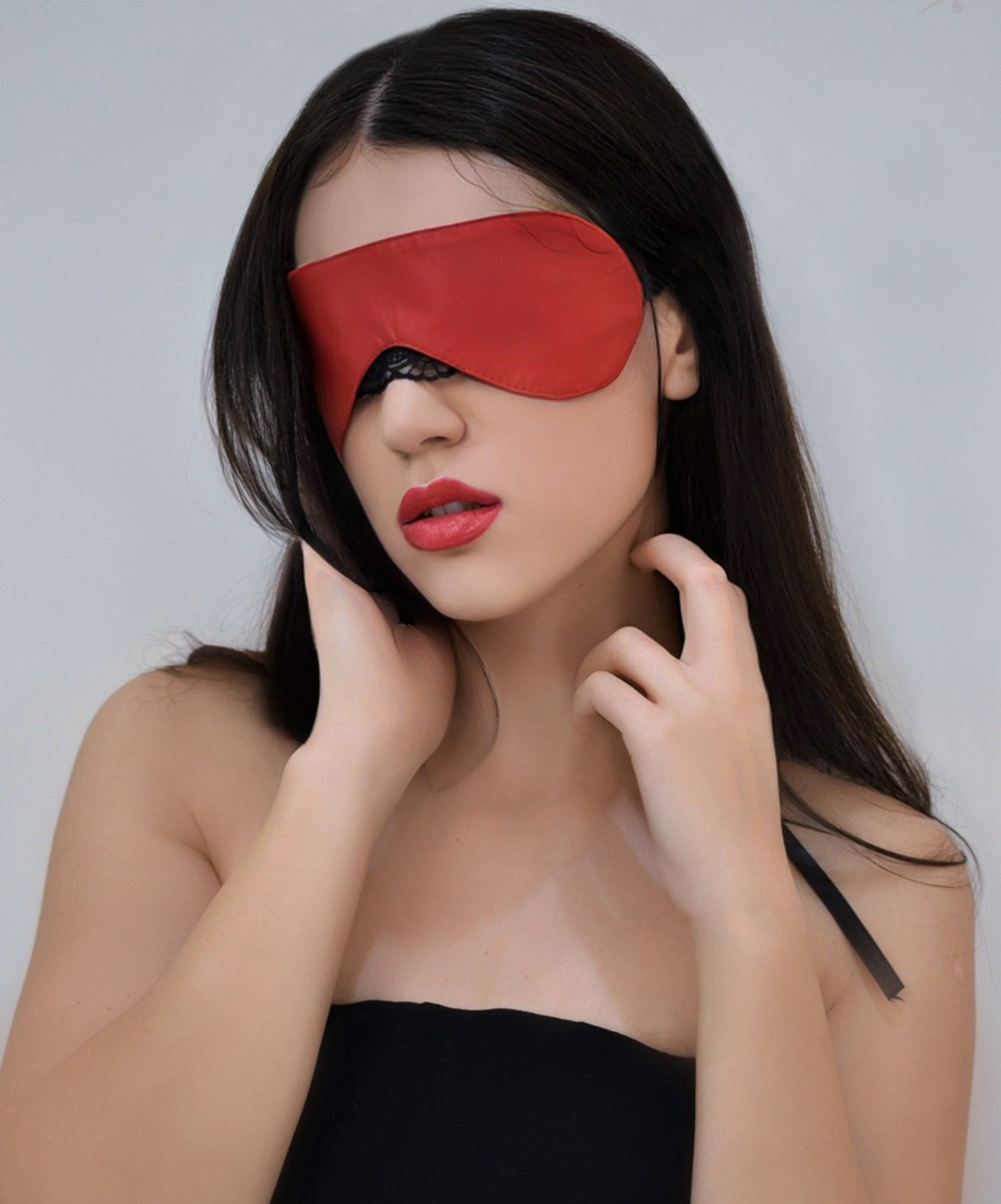 Lace Blindfold Mask in Burgundy/ Sexy Eye Mask/ Kinky/ 