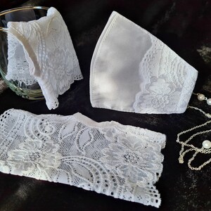 Lace Face Mask / Satin Face Mask / Bridal Face Mask / Wedding Face Mask/ Lace Gloves/ Wedding Gloves/ Bridal Gloves/ Fingerless Hand Gloves/ image 6